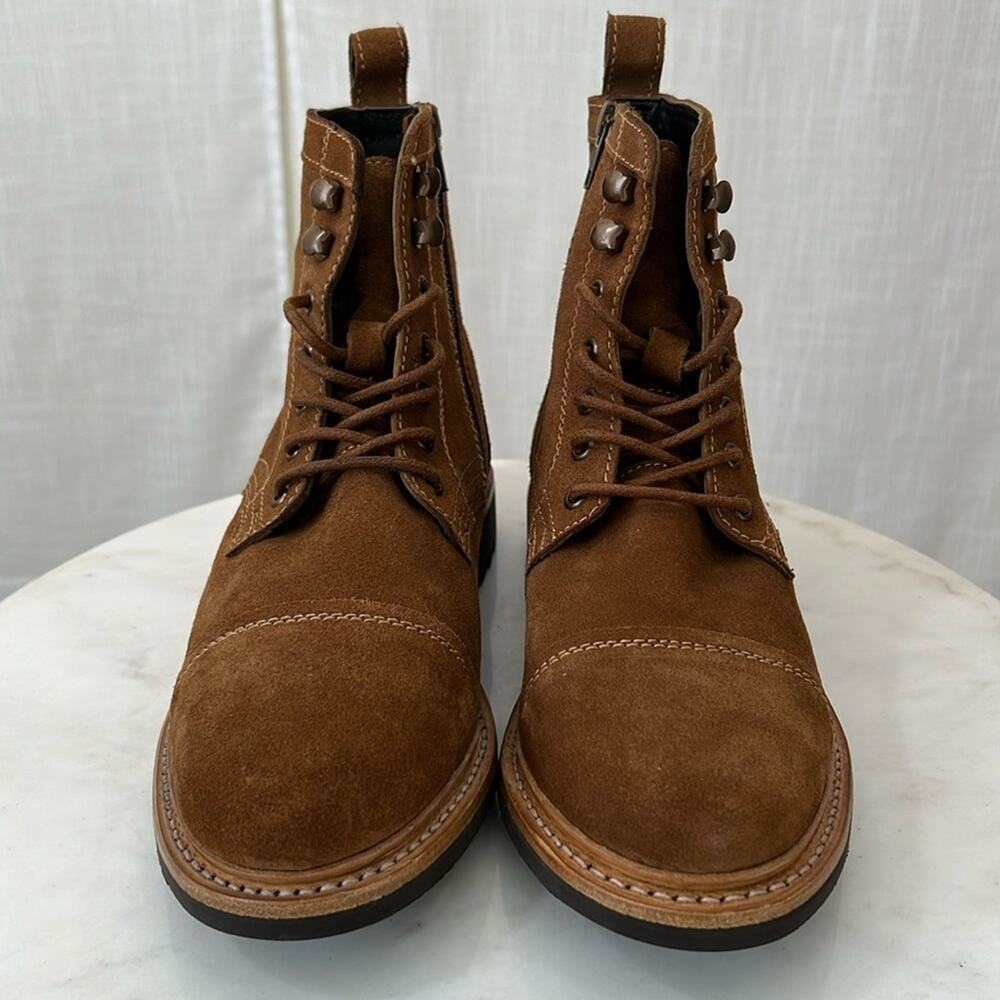 Frye NEW Russell Tan Leather Lace Up Zip Boots Men’s Size 9 - Picture 3 of 11